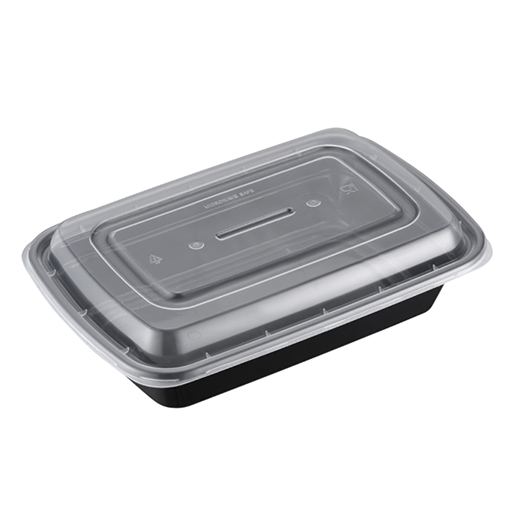 CTNR, 58oz, Rect, Blk , Mic w/Lid SRC